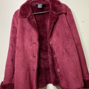 Suede and faux fur coat